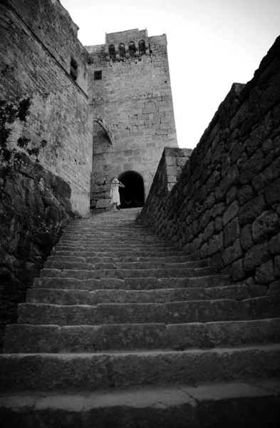 Castelo na colina em Lindos — Fotografia de Stock