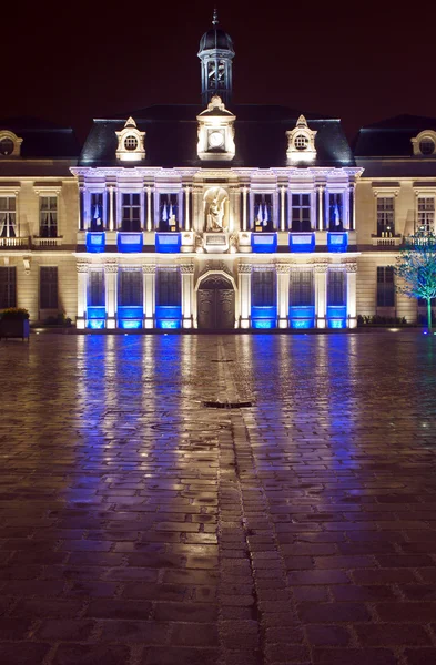 City Hall at night in Troyes — Stock Photo, Image