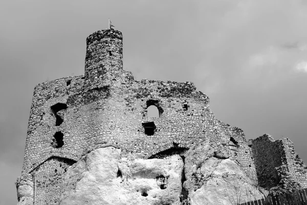 Yıkık Ortaçağ Kulesi ve kale — Stok fotoğraf