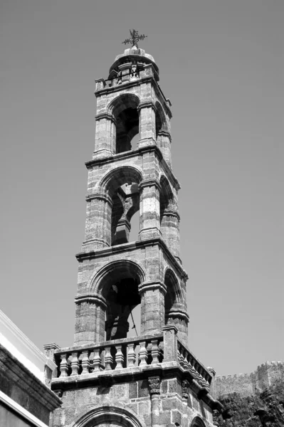 Torre de la iglesia en Lindos — Foto de Stock