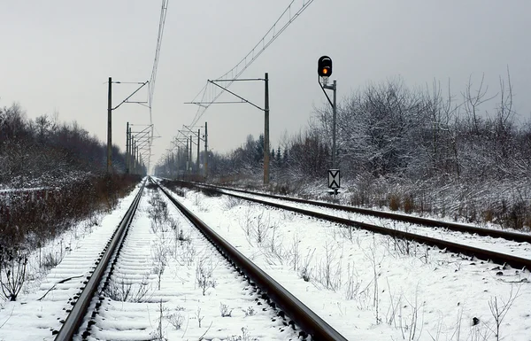 Järnväg vinter — Stockfoto