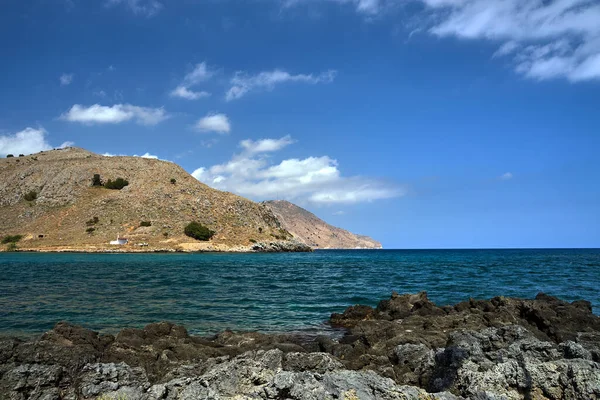 Skalnaté Pobřeží Krétského Moře Ostrově Kréta Řecku — Stock fotografie