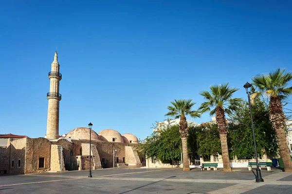 Stone Mosque Minaret City Rethymno Island Crete Greece — Stock Photo, Image