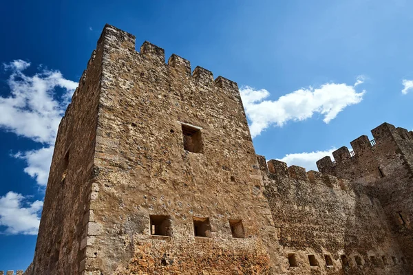 Battlements Medieval Wall Venetian Castle Frangokastello Island Crete Greece — Stock Photo, Image