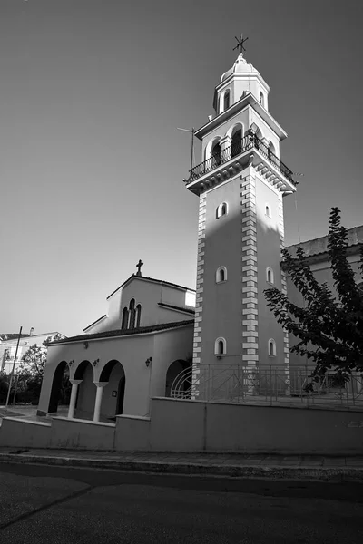 Église Orthodoxe Dans Ville Argostoli Sur Île Céphalonie Grèce Monochrome — Photo