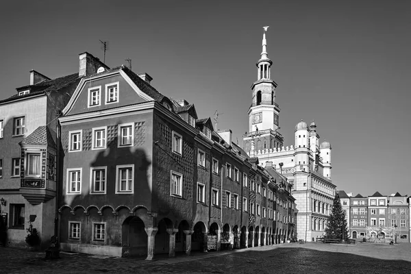 Praça Mercado Com Casas Arrendamento Histórico Decorações Natal Cidade Poznan — Fotografia de Stock