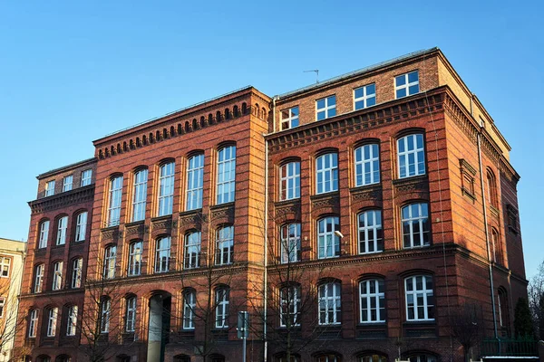 Fassaden Eines Historischen Mietshauses Aus Rotem Backstein Der Stadt Poznan — Stockfoto