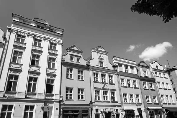 Fragmento Fachada Casas Históricas Poznan Monocromo — Foto de Stock