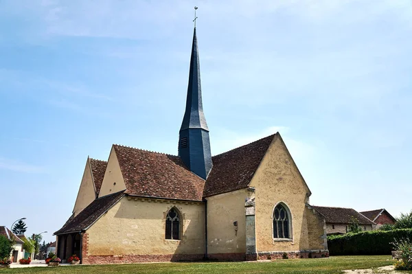 Stenen Middeleeuwse Kerk Met Klokkentoren Champagne Frankrijk — Stockfoto