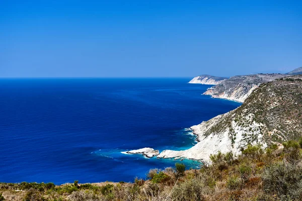 Rocky Cliff Coast Island Kefalonia Greece — Zdjęcie stockowe