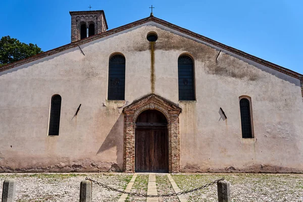Facade Stone Portal Historic San Martino Church Este Italy — Stock Photo, Image