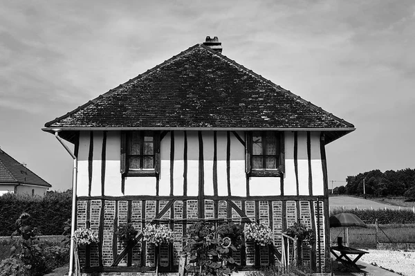 Historical Farmhouse Summer Champagne France Monochrome — Stok fotoğraf