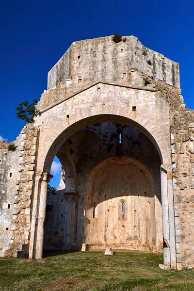 Resti Una Chiesa Medievale Pietra Vicino Alla Città Magliano Toscana — Foto Stock