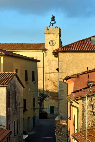 Historic Clock Tower Bells City Magliano Toscana Italy — Fotografia de Stock