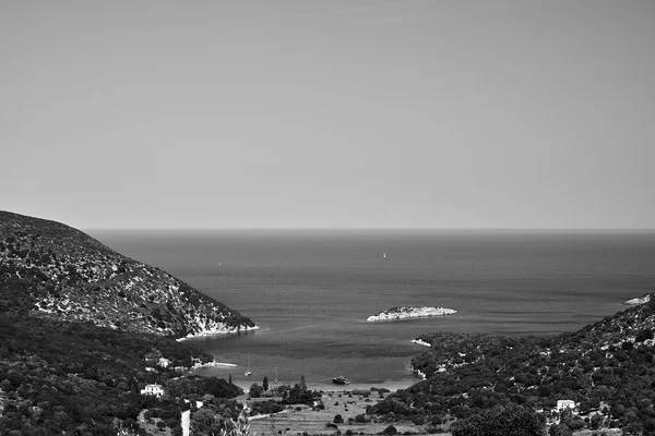 Beach Porto Atheras Bay Island Kefalonia Greece Monochrome — ストック写真