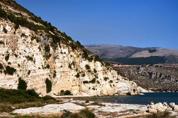 Scogliere Rocciose Massi Nella Baia Paliki Sull Isola Cefalonia Grecia — Foto Stock