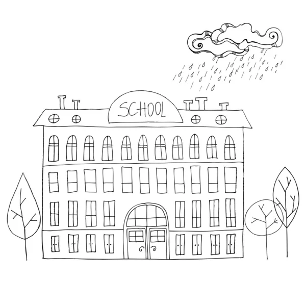 Illustrated School building — Stock Photo, Image