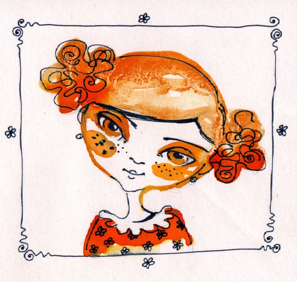 Illustrated cute girl — Zdjęcie stockowe