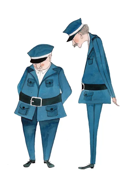 Ілюстровані милі поліцейські — стокове фото