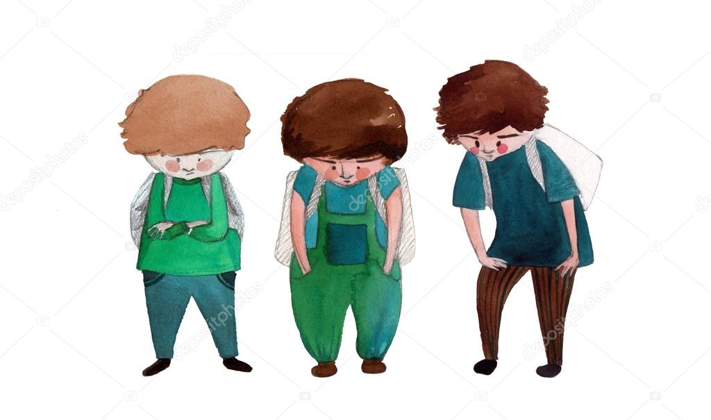 illustrated cute little boys