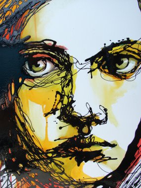 güzel kızın suluboya portre