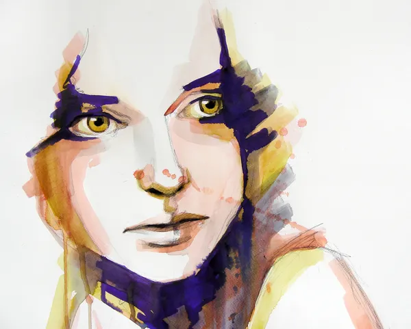 güzel kızın suluboya portre