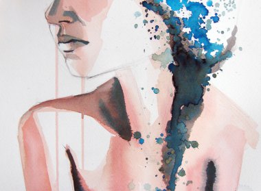 güzel kızın suluboya portre