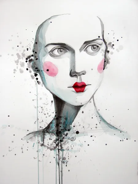 güzel kızın suluboya portre