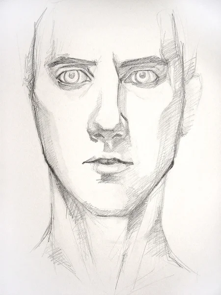Pencil drawing illustration of young man
