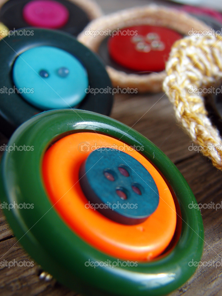 Handmade brooches with buttons — Stock Photo © re_bekka 40132635