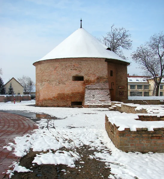 Kış manzarası ile eski bina — Stok fotoğraf