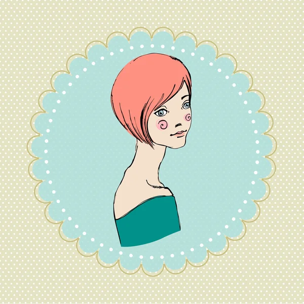 Illustrated cute abstract girl — Stock Photo, Image