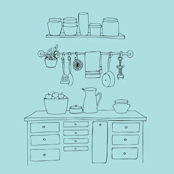 Illustrated kitchen — Stock Photo, Image