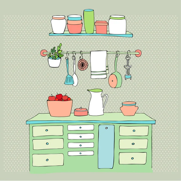 Illustrated kitchen — Stock Photo, Image