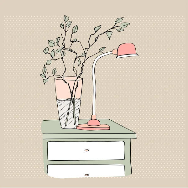 Illustrated bedside table — Stock Photo, Image