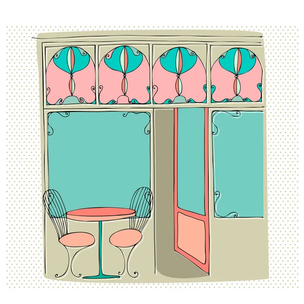 Illustrated cute street cafe — Stock Photo, Image