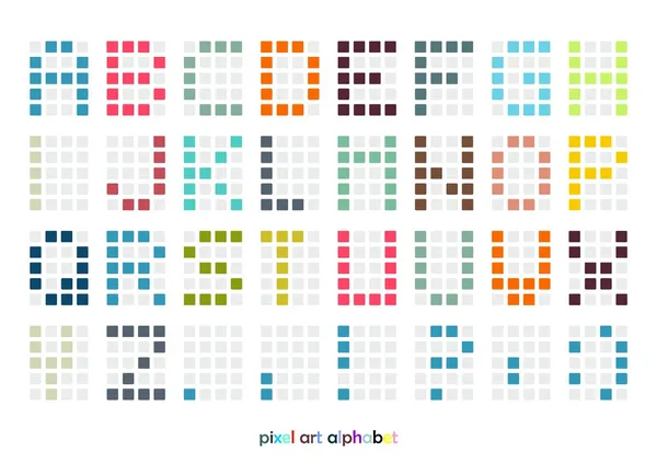 Pixel art alphabet font in pastel colors — Stock Vector