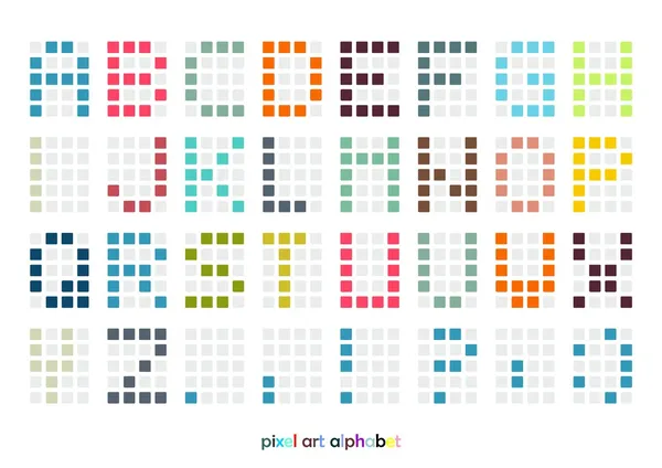 piksel sanat alfabe font pastel renklerde