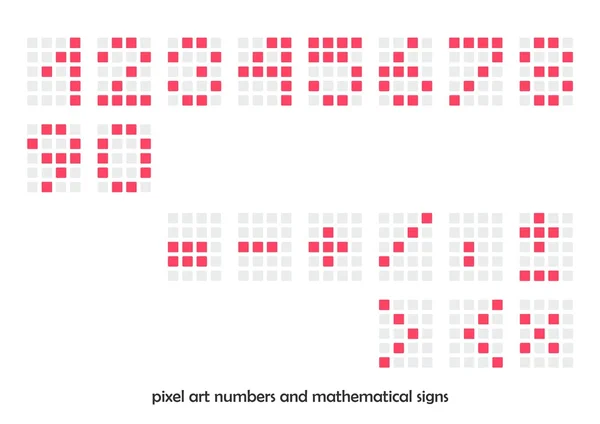 Pixel art sayılar ve matematiksel işaretleri