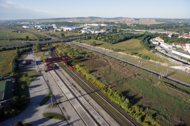 Demiryolları, yollar, factorie son derece detaylı hava Şehir Manzaralı
