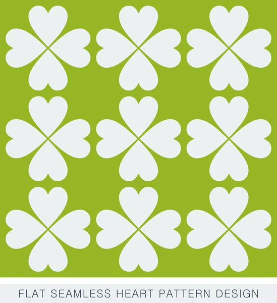 Green heart seamless background pattern flat design — Stock Vector