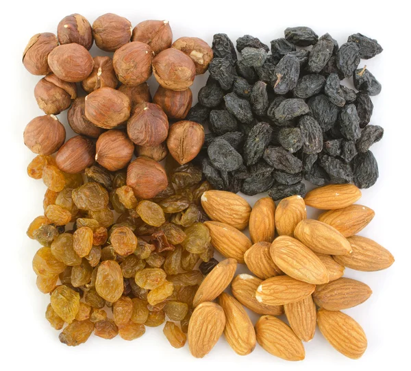 Nuts and raisins — Stock Photo, Image