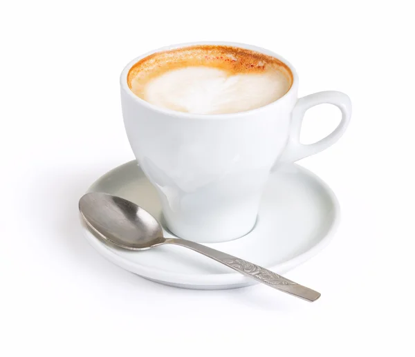 Cappuccino em copo branco — Fotografia de Stock