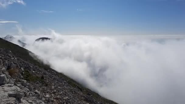 Ondeando Nubes Valle Timelapse Desde Cima Colina — Vídeo de stock