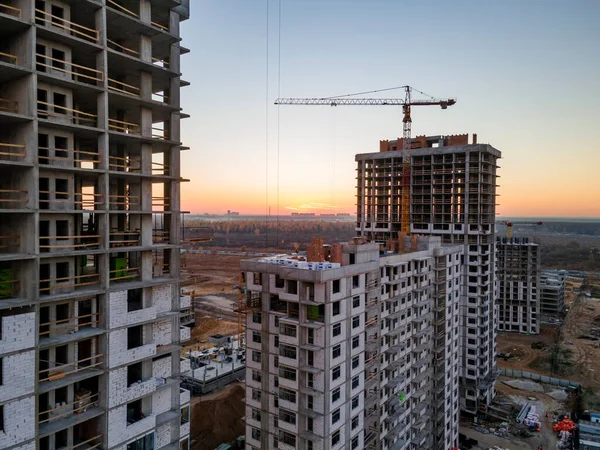 Нові Будинки Будуються Вид Захід Сонця — стокове фото