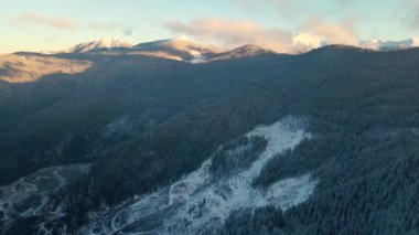 Carpathian winter. Aerial footage