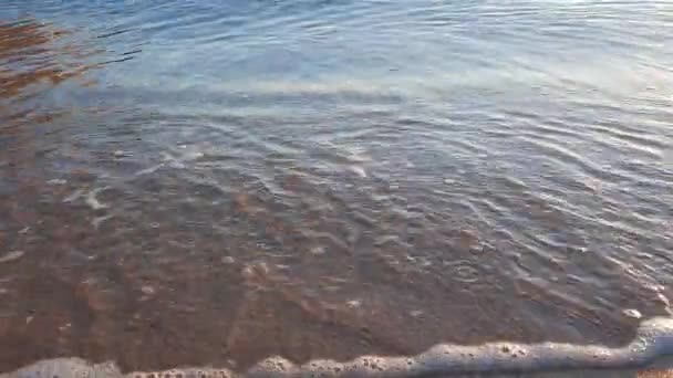 Calm Ocean Waves Sandy Beach Evening Sea Resort — Stock Video