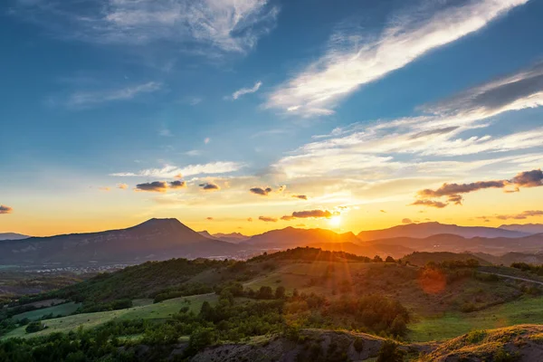 Beautiful Sunset French Alps Evening Provence Sisteron — ストック写真