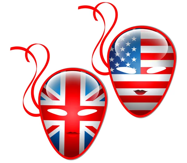 Bandeiras americanas e britânicas mask.Vector — Vetor de Stock