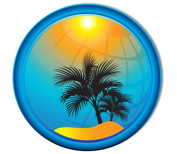 Palm trees tourism background Button — Stock Vector